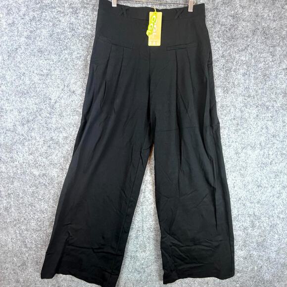 OGL Move Pants Women Medium Black Drapey Bamboo Ponte Stretch Wide Leg High Rise - Picture 1 of 8